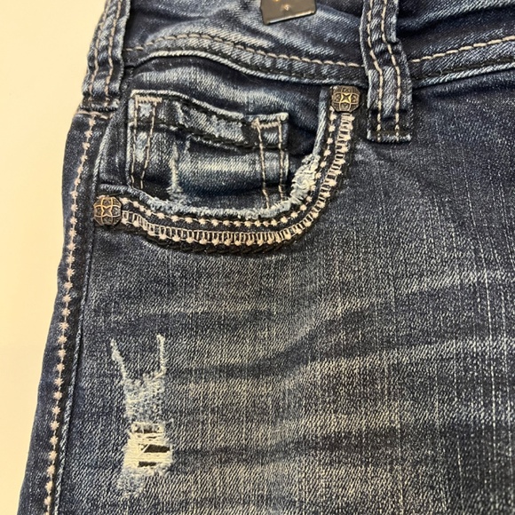 Silver Jeans Women’s Suki Straight Leg Mid Rise Dark Denim 28 X 32 Super Stretch - Picture 6 of 16